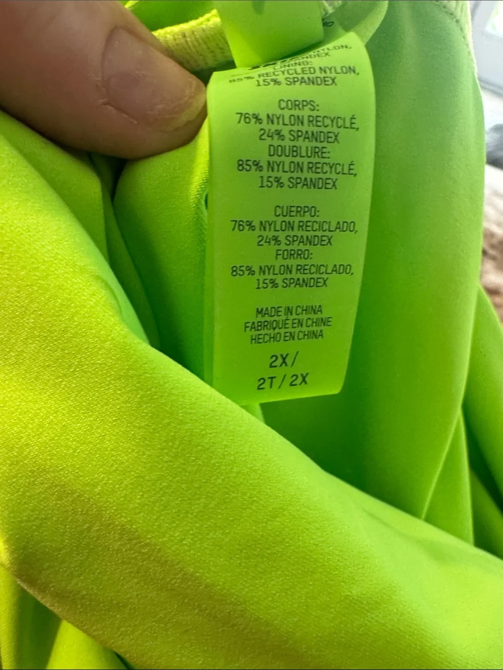 SKIMS Neon Green Scoop Neck One-Piece Swimsuit with matching skirt